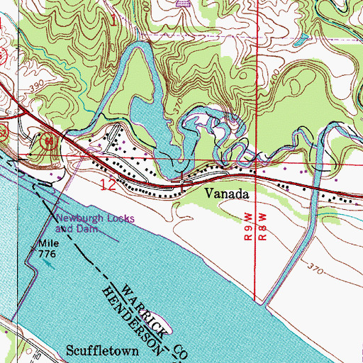 Topographic Map of Vanada, IN