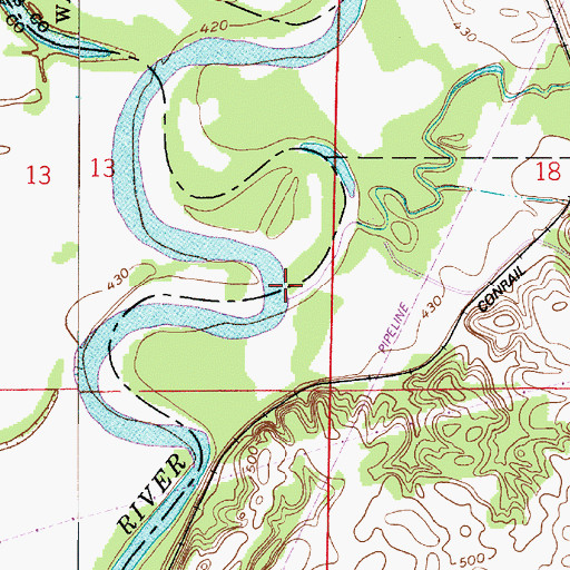 Topographic Map of Veale Creek, IN