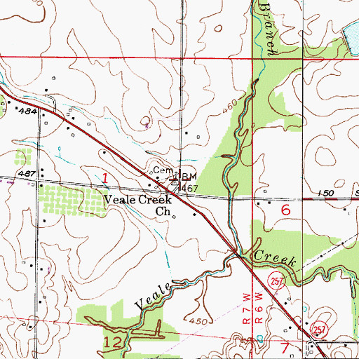 Topographic Map of Veale Creek Church, IN