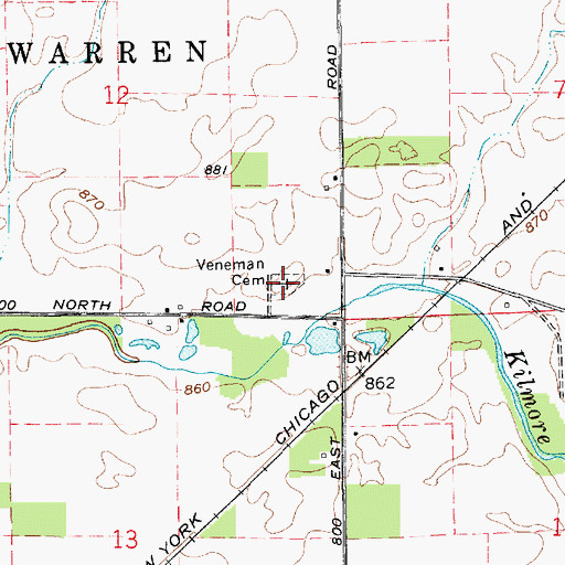 Topographic Map of Veneman Cemetery, IN