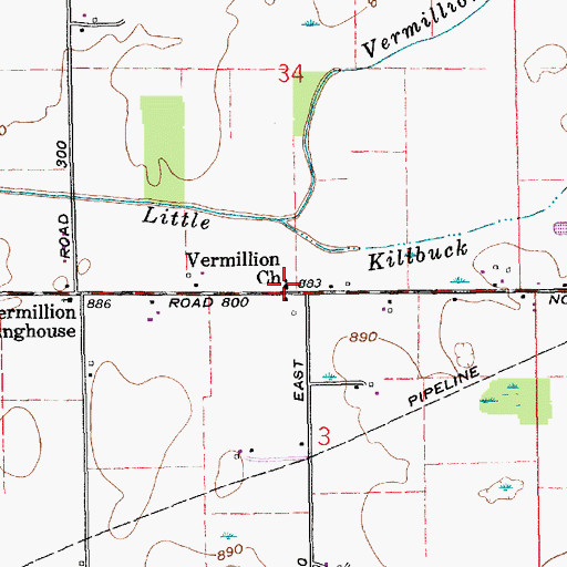 Topographic Map of Vermillion Church, IN