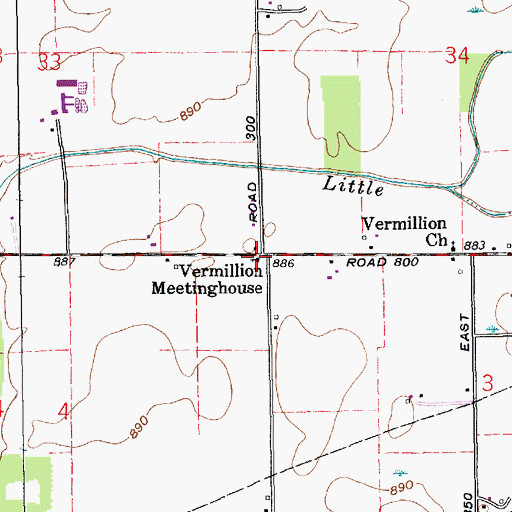 Topographic Map of Vermillion Meetinghouse, IN