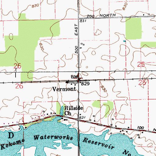 Topographic Map of Vermont, IN