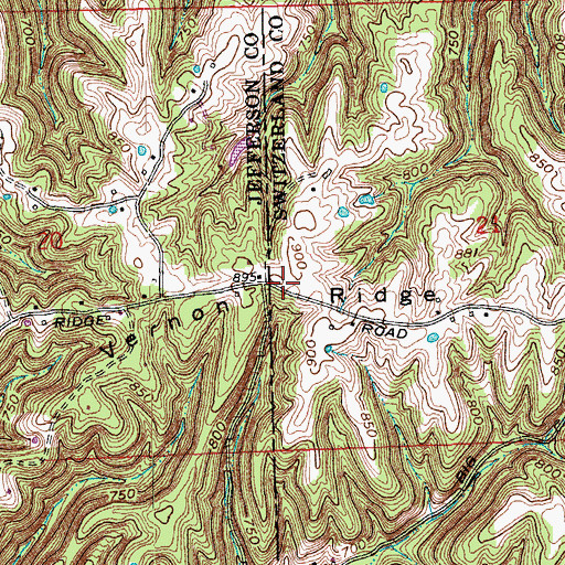 Topographic Map of Vernon Ridge, IN