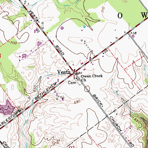 Topographic Map of Vesta, IN