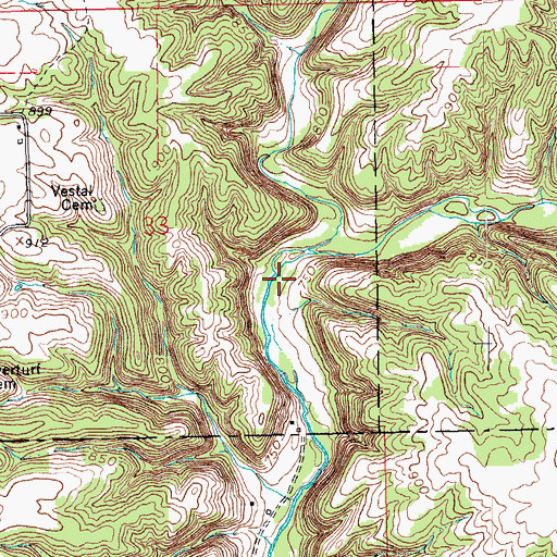 Topographic Map of Vestal Branch, IN