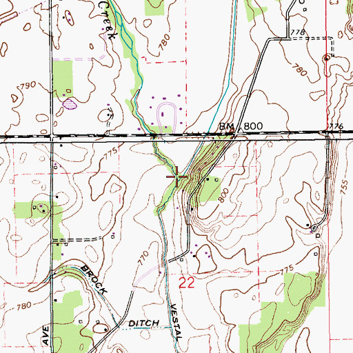 Topographic Map of Vestal Ditch, IN