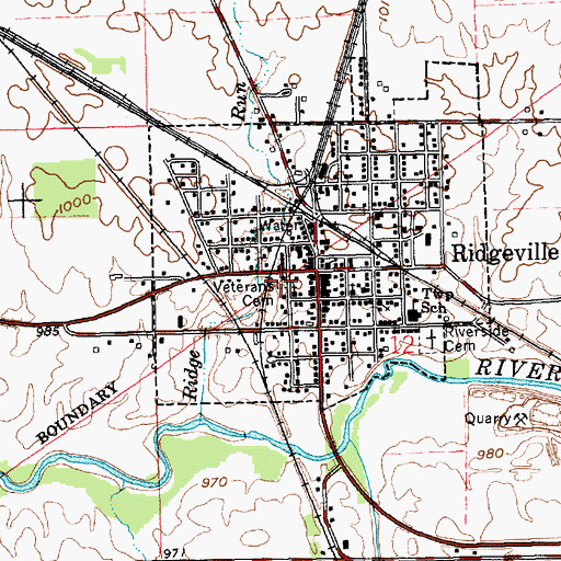 Topographic Map of Veterans Cemetery, IN
