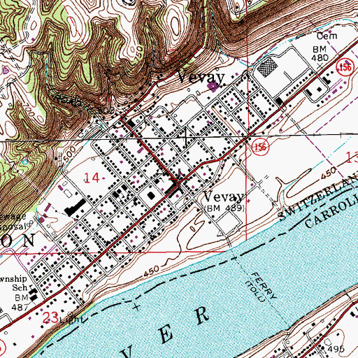 Topographic Map of Vevay, IN
