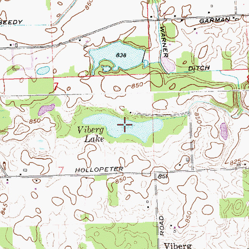 Topographic Map of Viberg Lake, IN