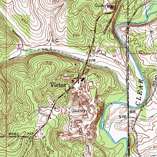 Topographic Map of Victor, IN