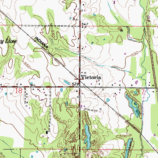 Topographic Map of Victoria, IN