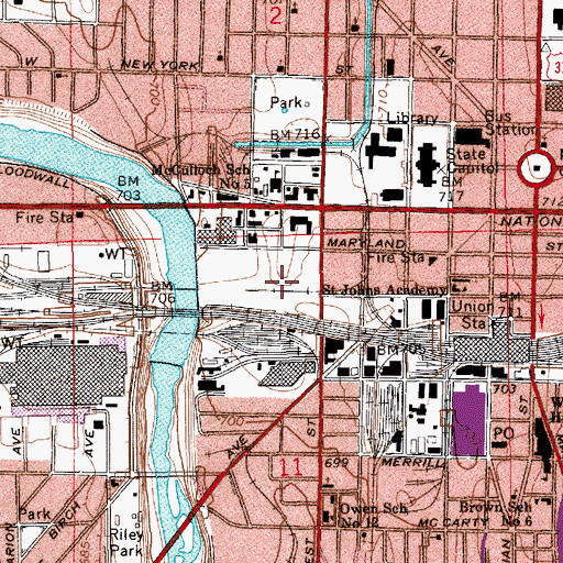Topographic Map of Victory Field, IN