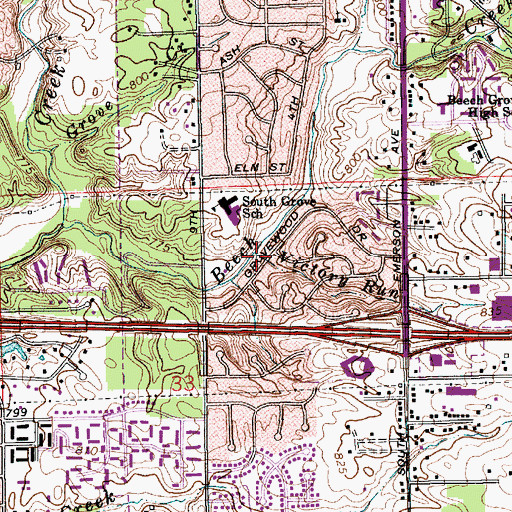 Topographic Map of Victory Run, IN