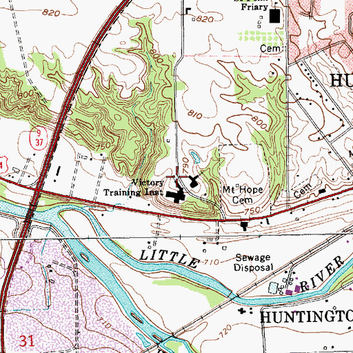 Topographic Map of Victory Training Institute, IN