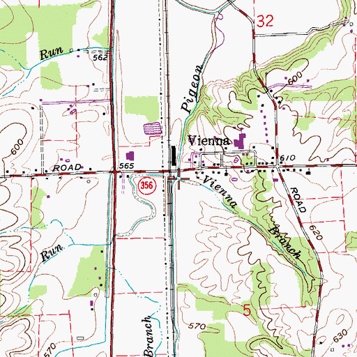 Topographic Map of Vienna Branch, IN