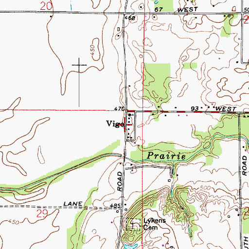 Topographic Map of Vigo, IN