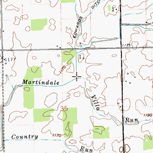 Topographic Map of Villa Run, IN
