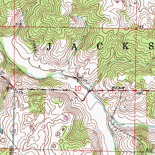 Topographic Map of Vincennes Trail, IN