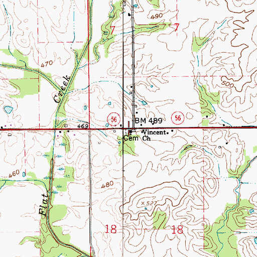 Topographic Map of Vincent Church, IN