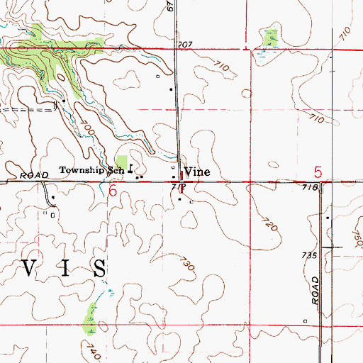 Topographic Map of Vine, IN