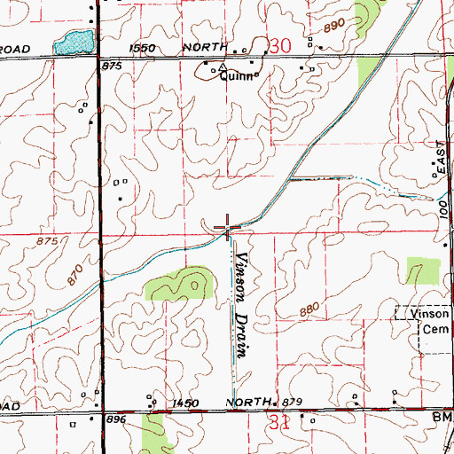 Topographic Map of Vinson Drain, IN
