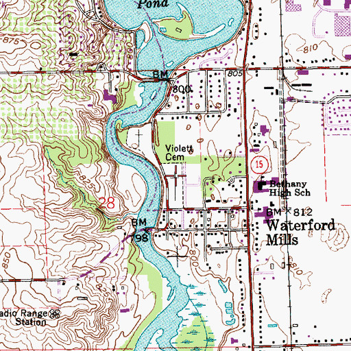 Topographic Map of Violett Cemetery, IN