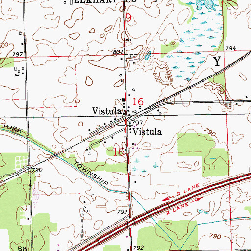 Topographic Map of Vistula, IN