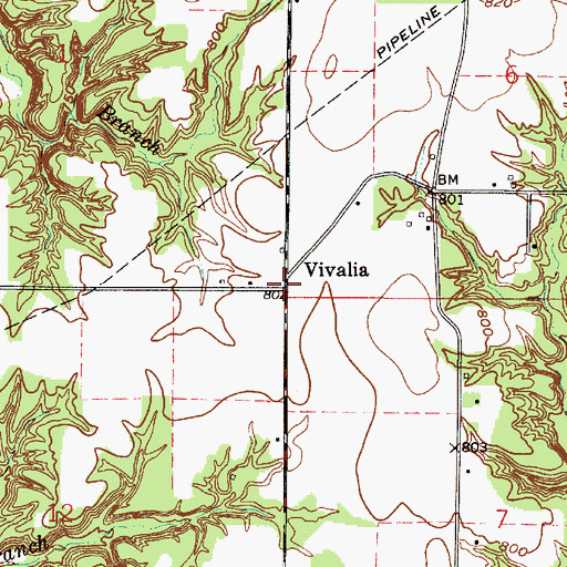 Topographic Map of Vivalia, IN
