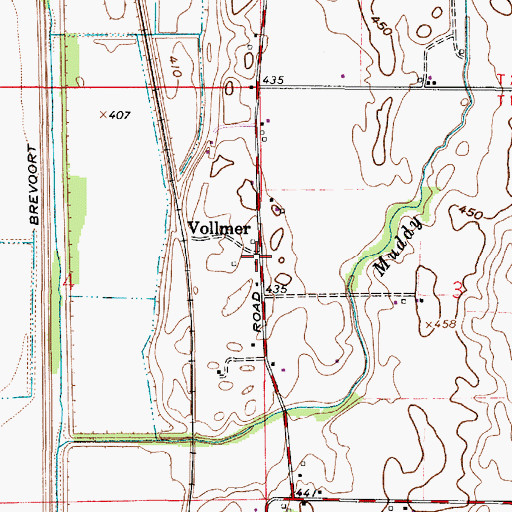 Topographic Map of Vollmer, IN