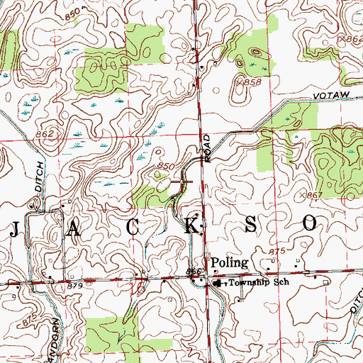 Topographic Map of Votaw Ditch, IN