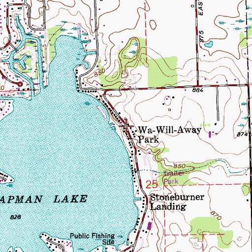 Topographic Map of Wa-Will-Away Park, IN