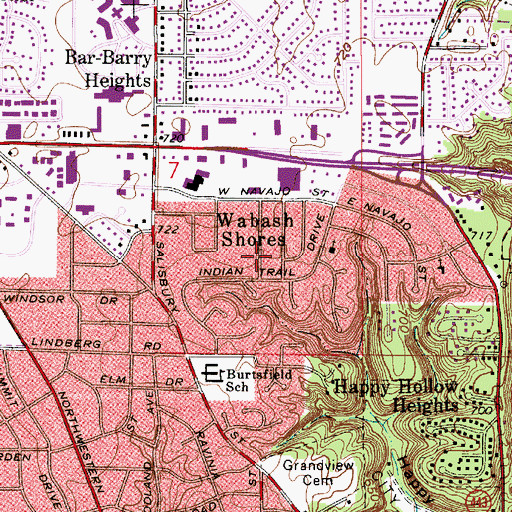 Topographic Map of Wabash Shores, IN