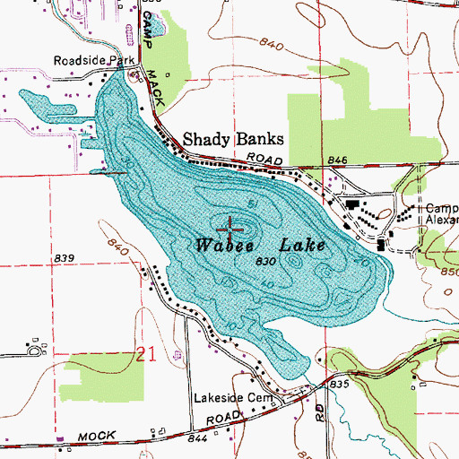 Topographic Map of Waubee Lake, IN