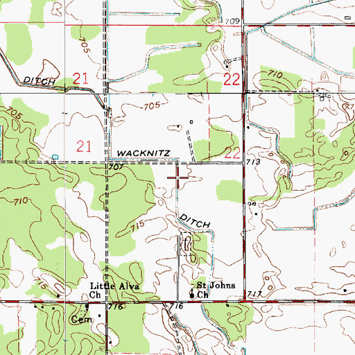 Topographic Map of Wacknitz Ditch, IN