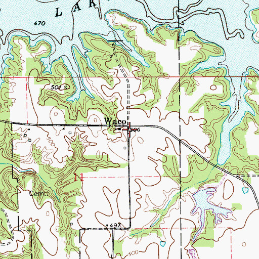 Topographic Map of Waco, IN