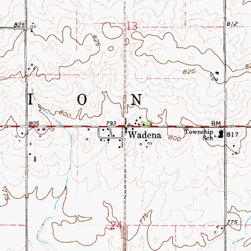 Topographic Map of Wadena, IN