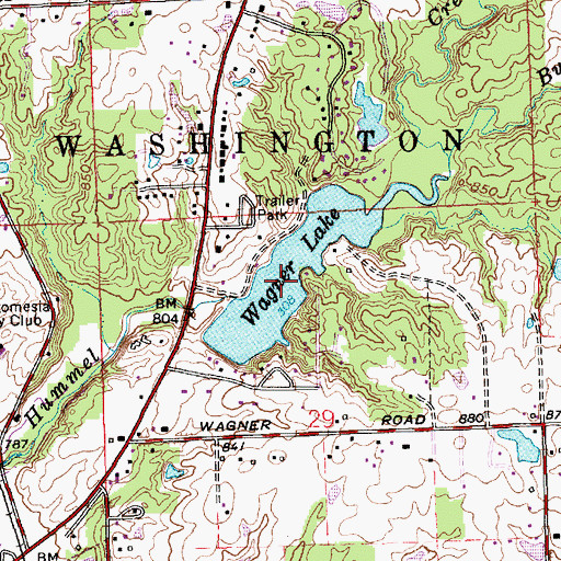 Topographic Map of Wagner Lake, IN