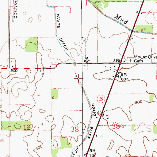 Topographic Map of Waite Ditch, IN