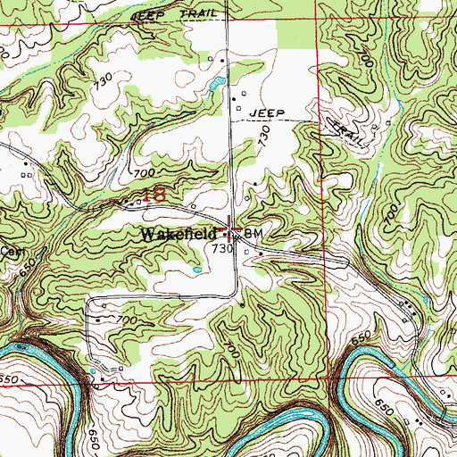 Topographic Map of Wakefield, IN