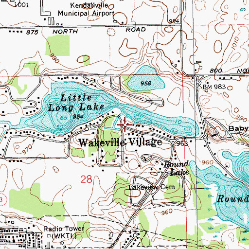 Topographic Map of Wakeville Village, IN