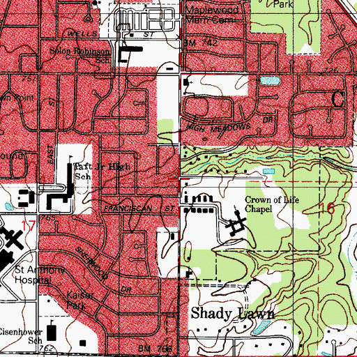 Topographic Map of Wald View, IN