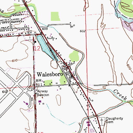 Topographic Map of Walesboro, IN