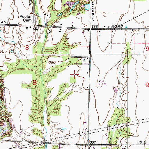 Topographic Map of Walker Cemetery, IN