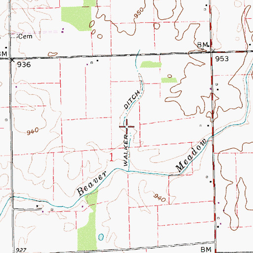 Topographic Map of Walker Ditch, IN