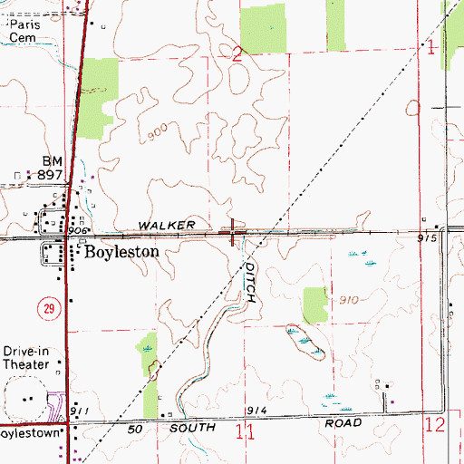 Topographic Map of Walker Ditch, IN