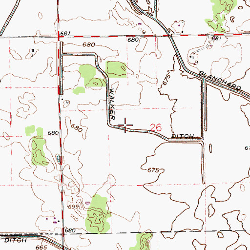 Topographic Map of Walker Ditch, IN