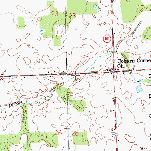 Topographic Map of Walker Ditch, IN