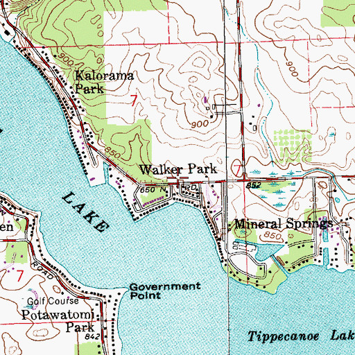 Topographic Map of Walker Park, IN