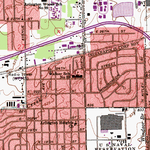 Topographic Map of Kenneth Walker Elementary School, IN
